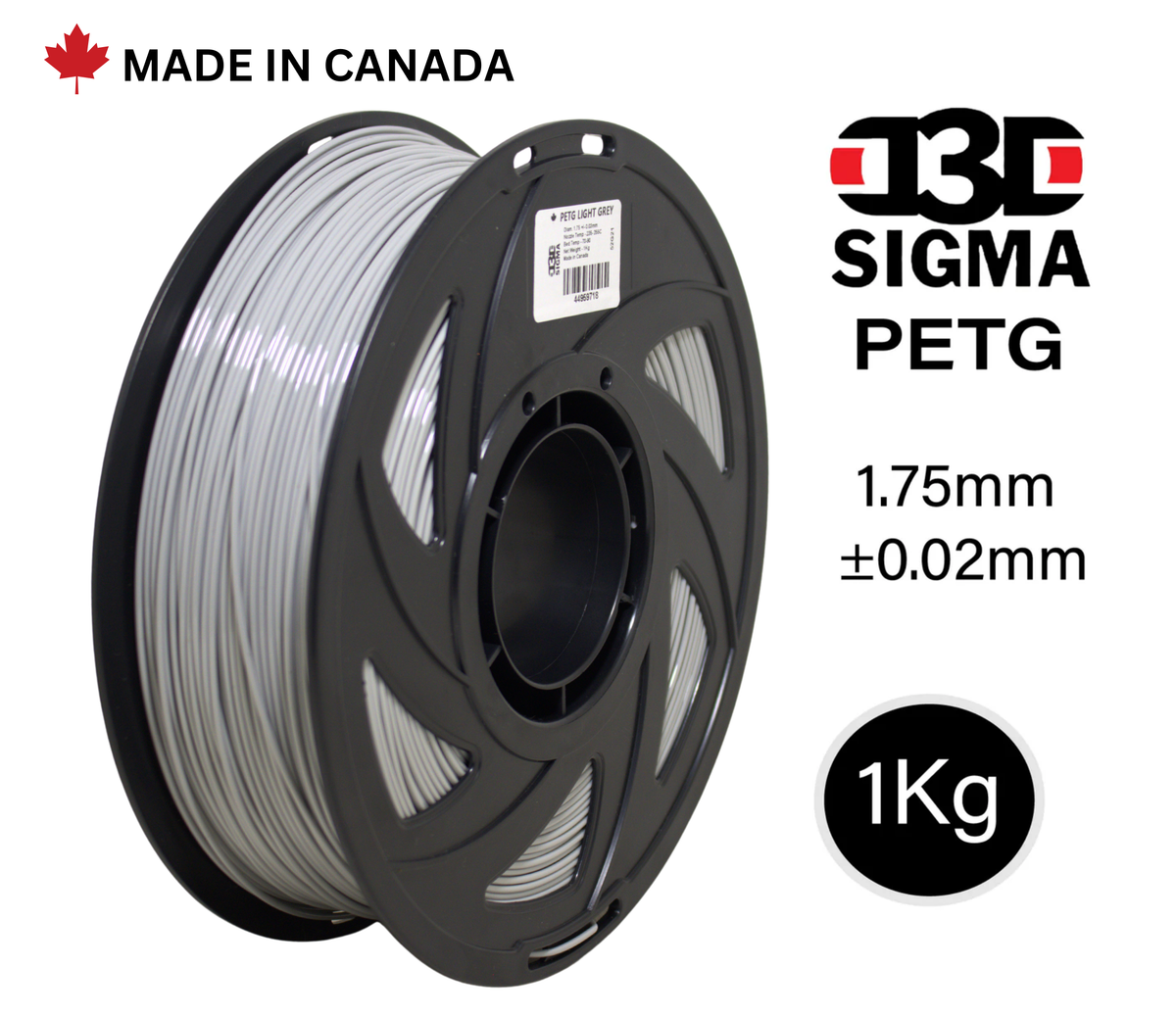 D3D Sigma PETG 1kg 1.75 mm Spooled Various Colors