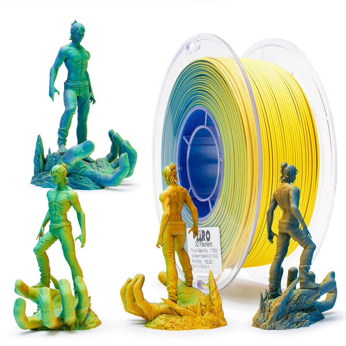 ZIRO Triple Color Co-extrusion Matte PLA Filament - 1kg, 1.75mm