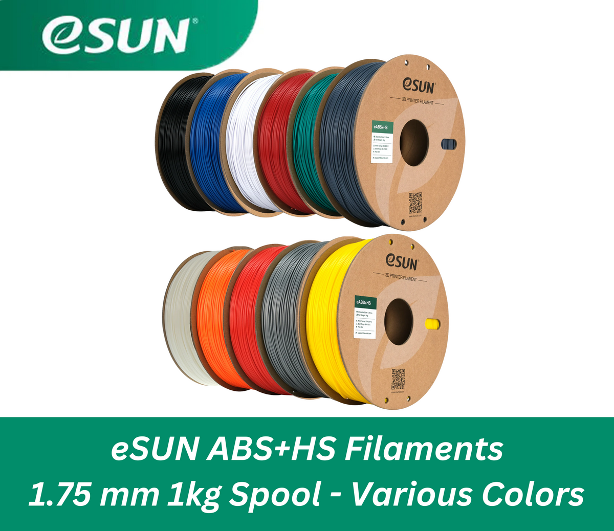 eSUN ABS+HS - 1,75 mm Bobine de 1 kg - Couleurs Variées